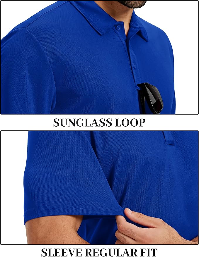 TACVASEN Mens Polo Shirts Short Sleeve Dry Fit Performance Breathable Golf Shirt with Collar Tennis Casual Business Work