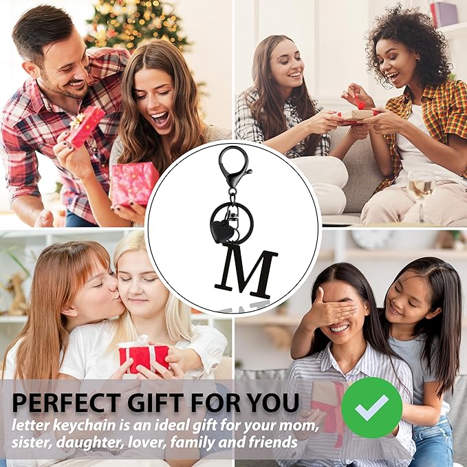 Metal Heart Alphabet Keychain for Women, Girls - Cute Initial Letter Accessories for Purse, Bag Charms and Backpack