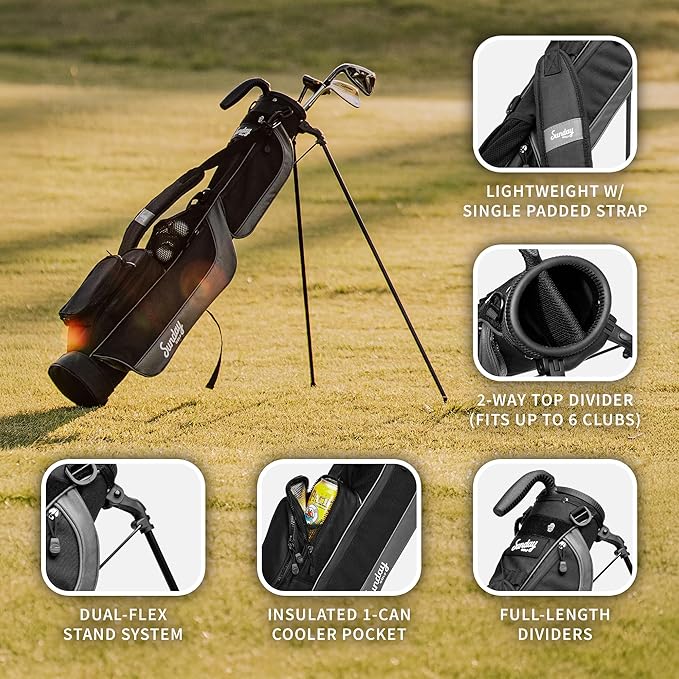 The Original Sunday Golf Loma Bag – Lightweight Golf Bag with Strap & Stand, Easy to Carry Pitch n Putt Stand Bag for Driving Range, Par 3 & Executive Courses, 31 Inches