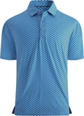 Esabel.C Golf Shirts for Men Dry Fit Performance Short Sleeve Print Moisture Wicking Collared Shirt