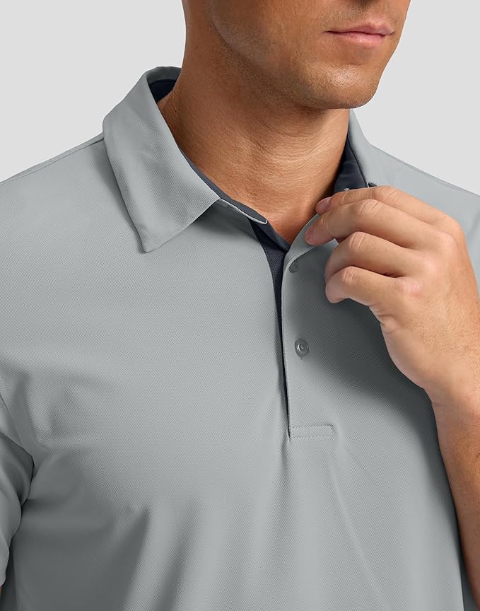 Men's Golf Shirts Dry Fit Moisture Wicking Performance Short Sleeve Collared Polo Shirts for Casual Athletic Business
