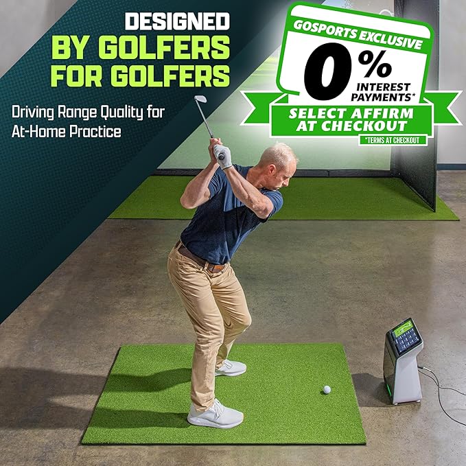 GoSports Elite Golf Hitting Mats for Indoor/Outdoor Practice – Choose Size – Turf Driving Range Mats for Golf Simulators and Practice