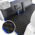 Xtreme Mats Club Car Compatible Golf Cart Mat, Full Coverage Rubber Floor Liner - Fits Club Car DS (1982-2013) and Villager (1982-2018) - Black with Blue Trim