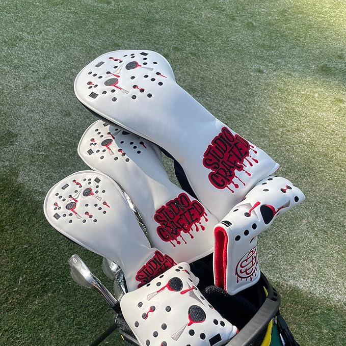 Golf Hack Show Hockey Goalie Mask Driver Fairway Woods Hybrid Rescue Blade Mallet Golf Putter Head Covers