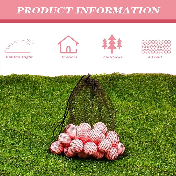 40 Pack Foam Golf Practice Balls - Realistic Feel and Limited Flight Training Balls for Indoor or Outdoor