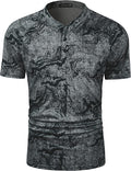 TAPULCO Mens Collarless Golf Shirts Short Sleeve Dry Fit Stretch Casual Breathable Lightweight Tshirts