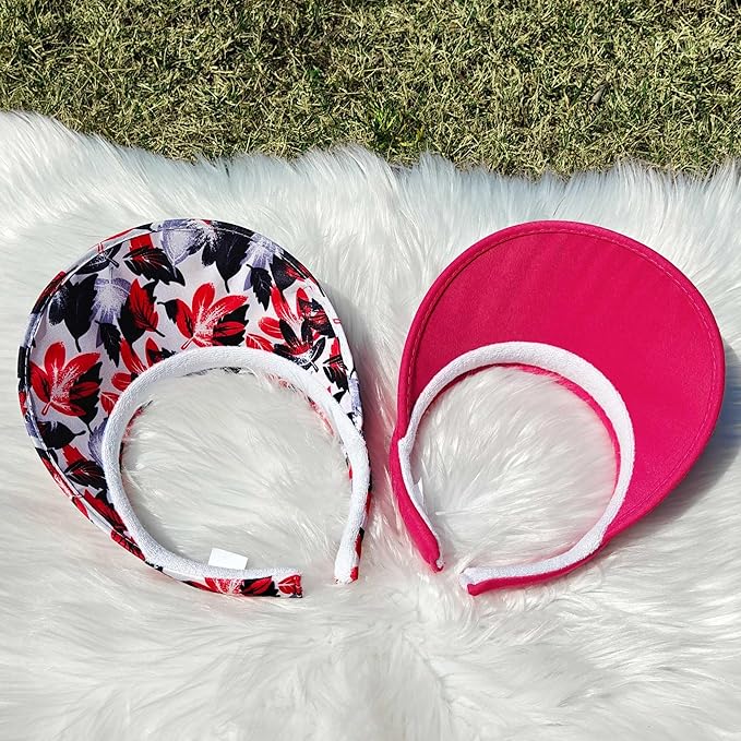 2 Pack Sun Visor Hats Women Men Clip On Wide Brim Visors Hat Outdoor Sports Golf Beach Travel Tennis Caps