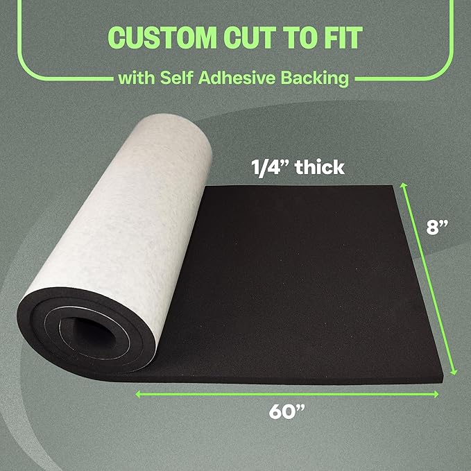 XCEL Foam Roll with Adhesive Backing – Black, 60" x 8" x 1/4" (2 Pack) Closed Cell Foam Rubber Water Resistant Padding – Home, Marine, Garage, Automotive, Crafts & Cosplay 60" x 8" x 1/4" (2 Pack)
