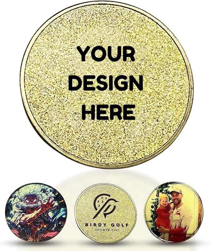 Custom Coin & Golf Ball Marker - Custom Challenge Coin with Colored Picture & Logo Engraving - Personalized Tokens with Acrylic Case - Customizable Photo Token & Markers for Men and Women