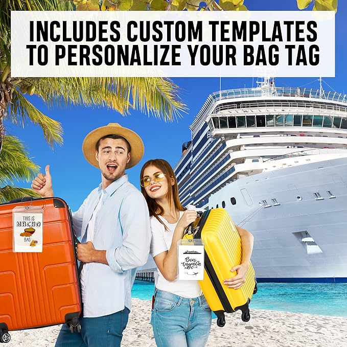 Golf Luggage Tag - Set of 2 Bag Tags Set Extra Large 9" x 6" - Plastic Waterproof Zipper Pouch - PVC Baggage Tag Sleeve for Travel & Shipping Golf Bag - Sealable Personalized Ship Sticks Insert