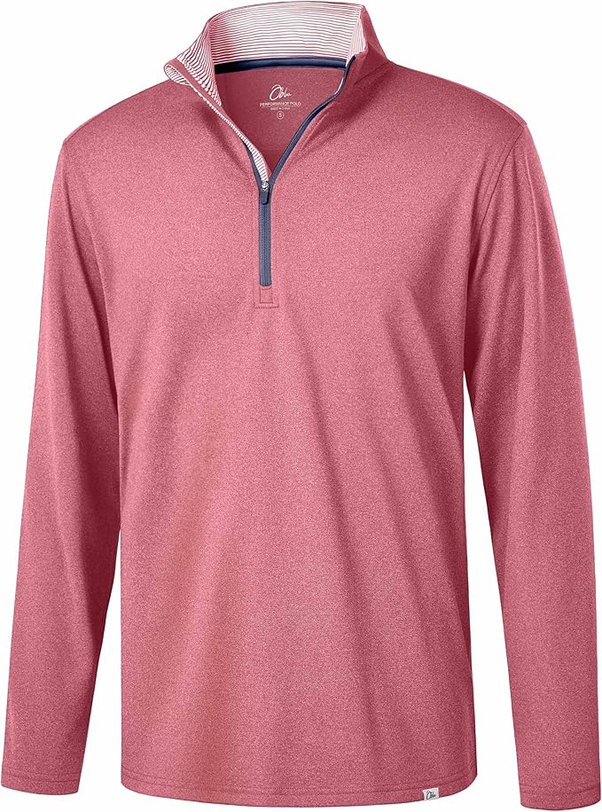 Obla Golf Quarter Zip Pullover Men Fleece Mock Neck Sweatshirt Winter Warm 1/4 Zip Long Sleeve Golf Shirt
