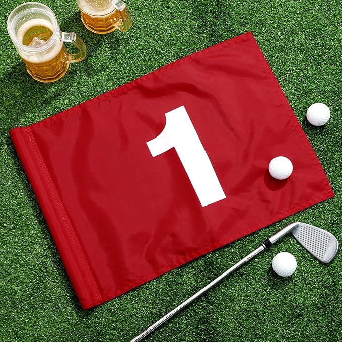 9 Pieces Large Numbered Golf Flags with Tube Inserted 20''L x 14''H Oversize Putting Flags Number 1-9, 420D Nylon Flag for Yard Indoor Outdoor Backyard Garden