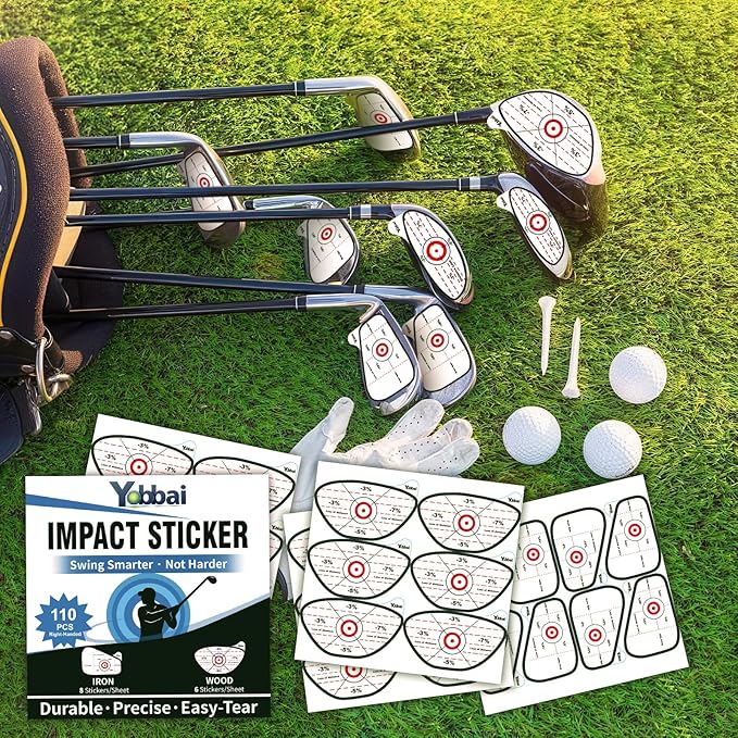 Golf Impact Tape - High-Resolution Strike Stickers for Iron, Wood & Fairway Clubs, Non-Residue, Swing Training Aid Impact Labels