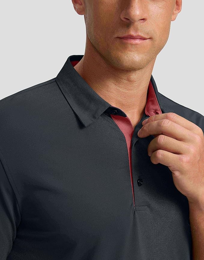 Men's Golf Shirts Dry Fit Moisture Wicking Performance Short Sleeve Collared Polo Shirts for Casual Athletic Business