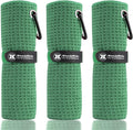 Handy Picks Microfiber Golf Towel (16" X 16") with Carabiner Clip, Waffle Pattern Golf Towel Hook and Loop Fastener - The Convenient Golf Cleaning Towel