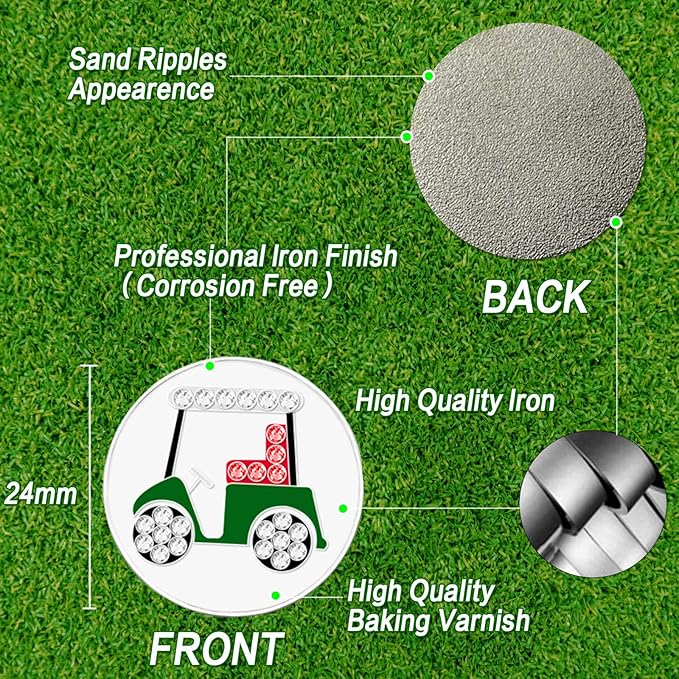 FINGER TEN Golf Ball Marker with Hat Clip Markers Assorted Patterns Value Gift Set Mark Golf Divot Tool Accessories for Men Women Kids