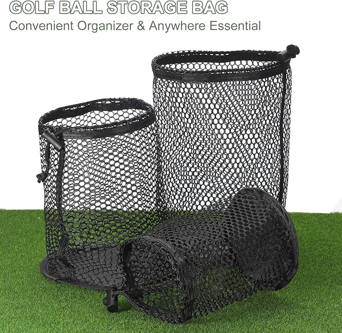 Golf Ball Storage Bag Nylon Mesh Golf Pouch with Adjustable Drawstring Closure for Balls Outdoor Sports Supplies