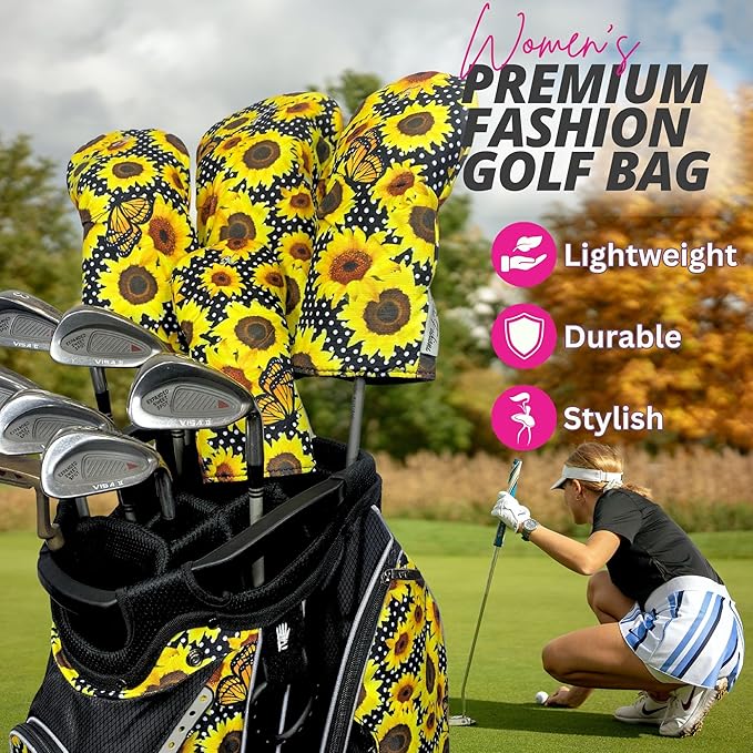 Taboo Fashions Designer Resort Golf Club Covers for Women - Numbered Golf Headcovers Set for Driver, Woods & Hybrid - Weather/Moisture Resistant Protection, Pack of 4
