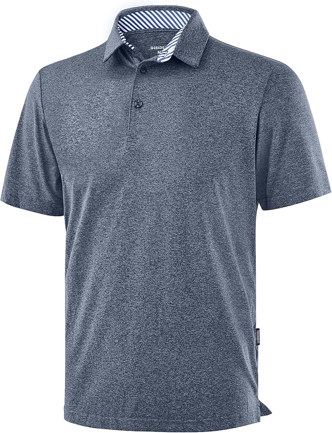 Golf Shirts Heather Polo Short Sleeve Dry Fit Lightweight Moisture Wicking Collared Shirts Casual Athletic Business