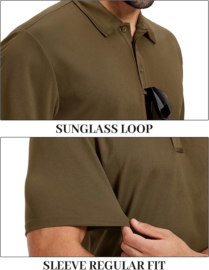 TACVASEN Mens Polo Shirts Short Sleeve Dry Fit Performance Breathable Golf Shirt with Collar Tennis Casual Business Work