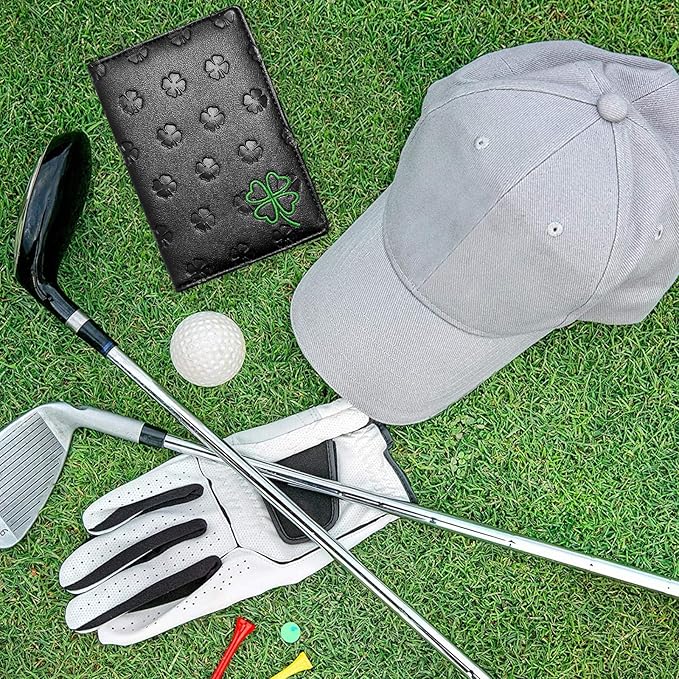 FINGER TEN Golf Scorecard Holder with 2 Free Pencils Value Pack, Premium Leather Yardage Books Cover Weatherproof, Lightweight Portable Score Tracking Accessories for Men Women