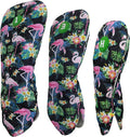 Golf Headcovers for Drivers and Woods – Set of 3 (S/M/L), Leather Club Covers with Magnetic Number Tags, Floral Design, Scratch-Resistant, Fits Most Golf Clubs