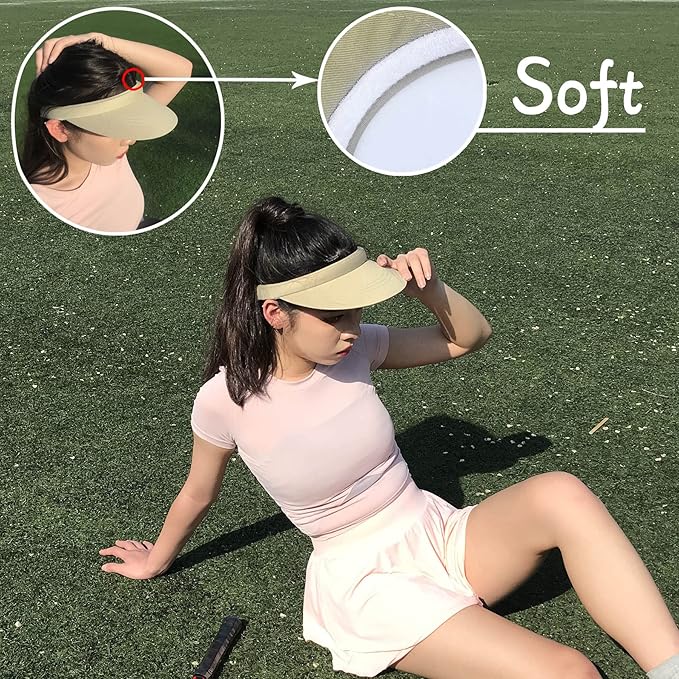 2 Pack Visor Women Men Sun Hat Clip On Visors Adjustable Sport Wide Brim Cap