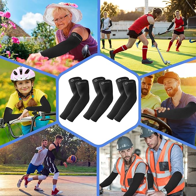 BHYTAKI UV Sun Protection Arm Sleeves, UPF 50 Sports Cooling Arm Compression Sleeves for Men Women Teenager