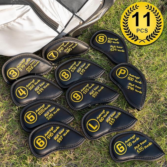 Golf Club Head Covers for Woods and Drivers, Premium Golf Headcovers Set Fit Most Clubs Simple Striped 1PC or 3PCS, Customizable
