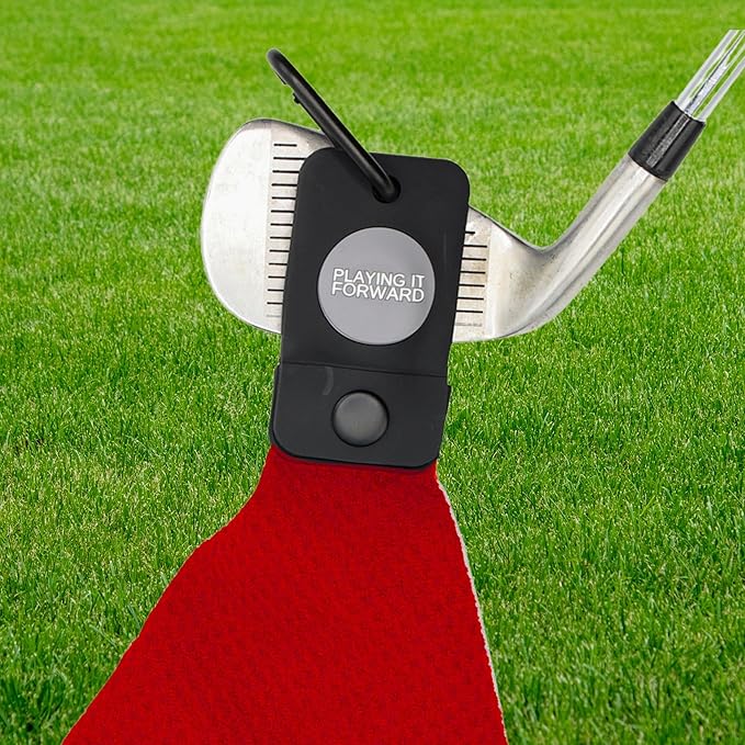 Magnetic Golf Towels for Golf Bags with Clip & Ultra Strong Magnet - Waffle Weave Microfiber Towel for Secure Hold on Bags & Carts - Ideal Club Cleaner & Accessories - Red
