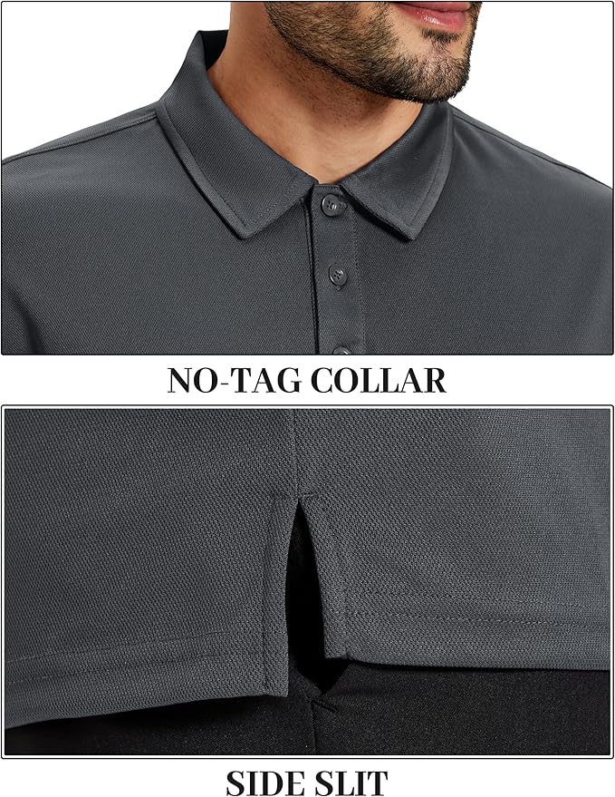 TACVASEN Mens Polo Shirts Short Sleeve Dry Fit Performance Breathable Golf Shirt with Collar Tennis Casual Business Work