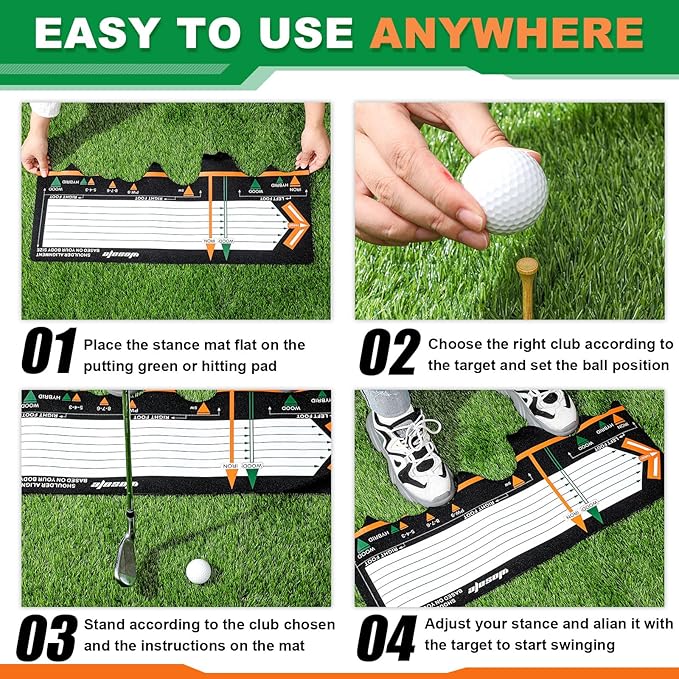 Golf Training Mat Practice Swing Mat Practice Equipment for Beginner Posture Assistance Entry Level Golf Stance Corrector Indoor Outdoor