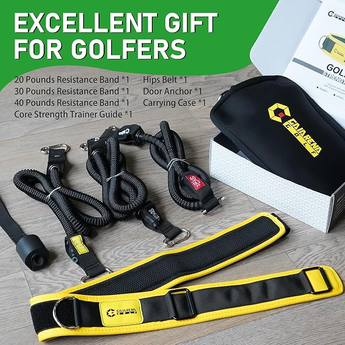 GAIARENA Golf Core Strength Trainer Swing Power Training Equipment, Golfing Exercise Resistance Bands Indoor Golf Fitness Equipment to Improve Speed Strength Flexibility Rotation Swing Posture