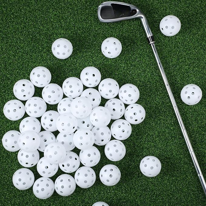 Tradder 120 Pcs 42mm Practice Golf Balls Hollow Sports Golf Training Balls Multicolor Plastic Golf Balls for Backyard Indoor Outdoor Driving Range Training Swing Practice