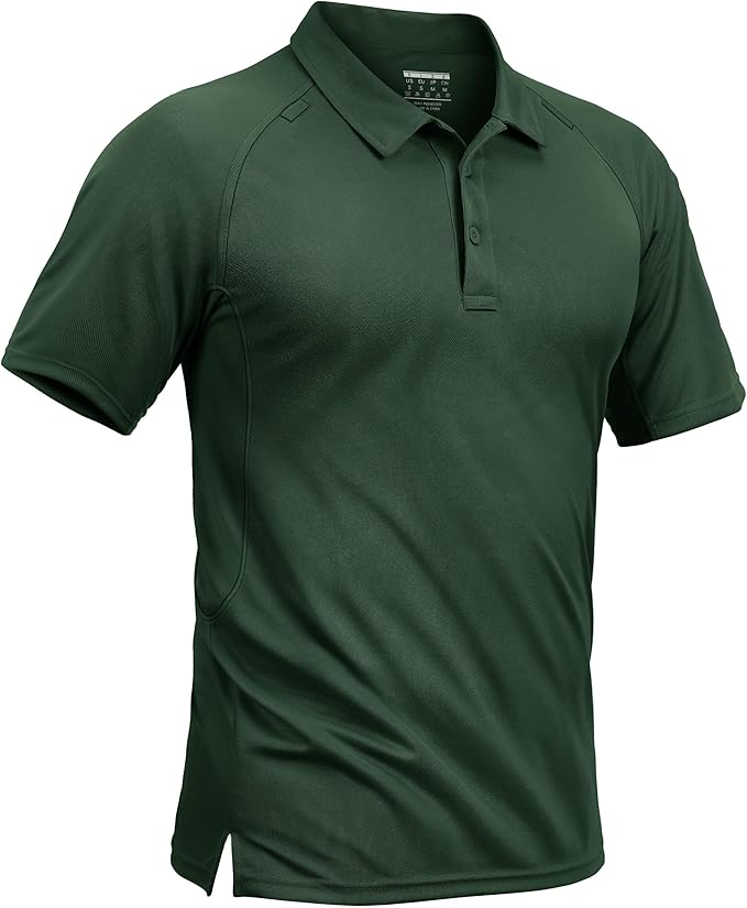 TACVASEN Men's Polo Shirts Short Sleeve Golf Polos Dry Fit UPF 50+ Performance Tactical Collared Hiking Shirt
