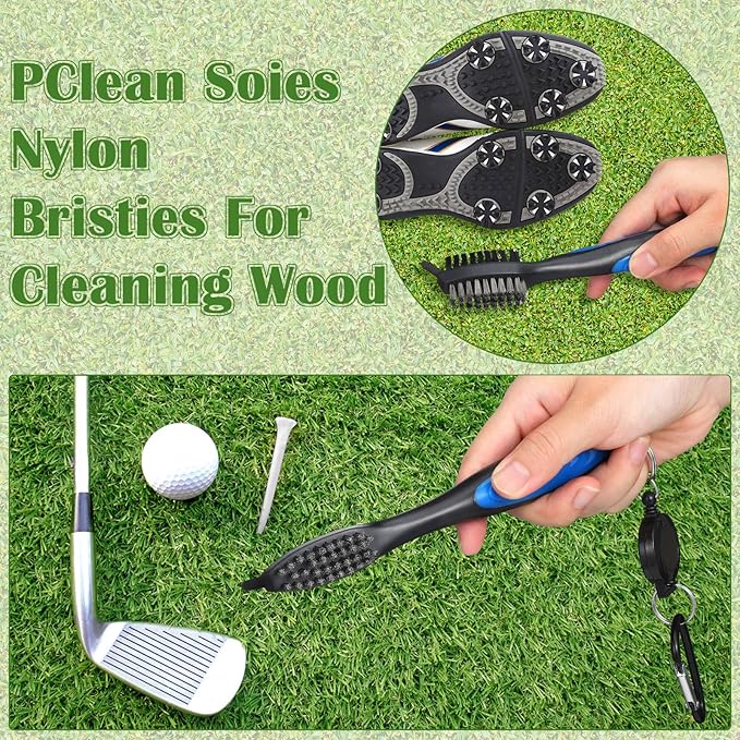 Sumind 22 Pcs Golf Accessories Kit Golf Essentials Club Cleaning Kit for Men Include Cleaning Brush Towel Marking Pen Line Marker Tee Holder with Tee Repair Divot Tool for Christmas Ideal Gift(Blue)