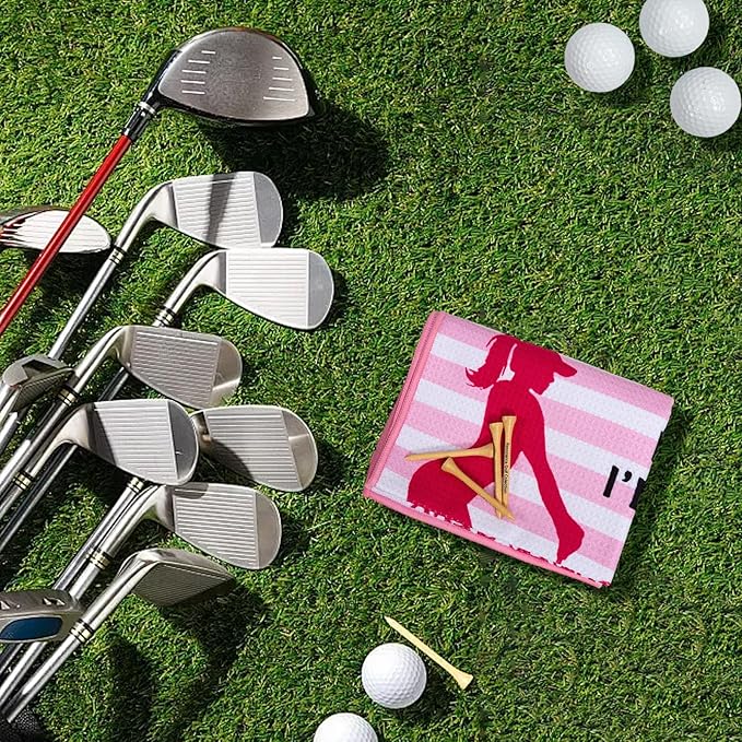 Women Golf Towel for Balls & Clubs with Clip,Pink Funny Cleaning Towel,Golf Accessories Golf Gifts for Ladies Grandma Mom Sister Golfer Lover Valentines Day.I'd Grow Up to Be A Super Sexy Golfing Lady