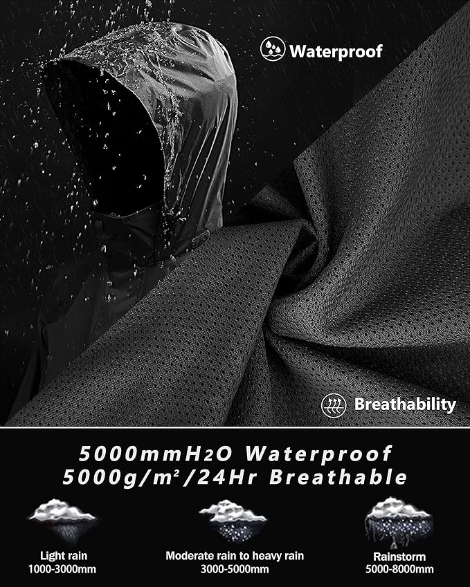 33,000ft Men's Rain Suit Packable Waterproof Lightweight Rain Gear for Golf Hiking Cycling 2 Pieces(Rain Jackets and Pants)