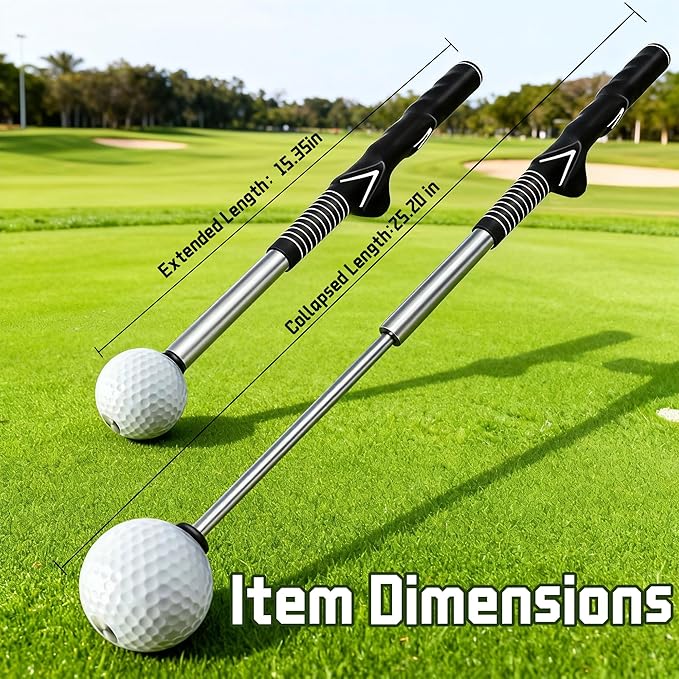 Retractable Golf Swing Trainer, Golf Grip Training Aid for Strength & Tempo Practice – Click Feedback Stick for Chipping & Hitting, Portable Warm-Up Trainer for Beginners Indoor/Outdoor