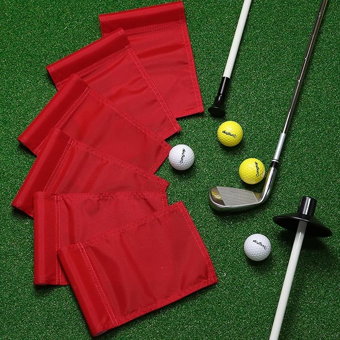 KINGTOP Solid Golf Flag All 8x6 Inch - 420D Nylon, Tube Inserted - Mini Putting Green Flags for Backyard Practice