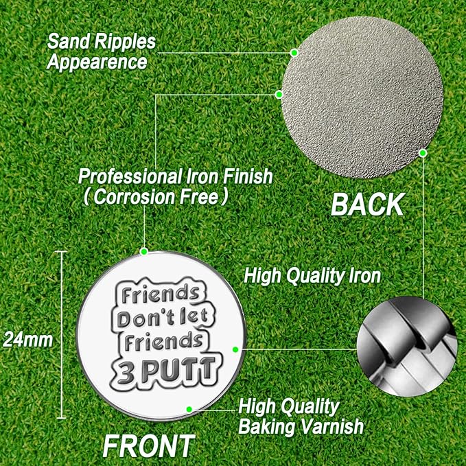 FINGER TEN Golf Ball Marker with Hat Clip Markers Assorted Patterns Value Gift Set Mark Golf Divot Tool Accessories for Men Women Kids