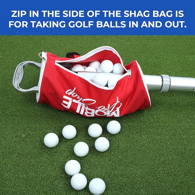 Golf Ball Retriever | Portable Shag Bag for Golf Balls | Collector with Detachable Aluminum Alloy/Plastic Tube and Handle - Holds up to 80 Balls
