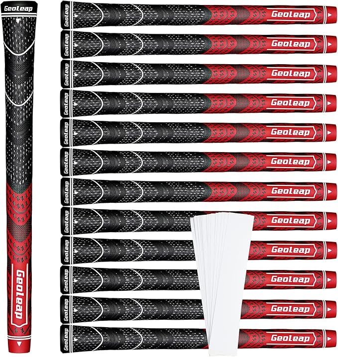Geoleap Golf Grips Set of 13- Grips with Tapes and with All Repair Kits for Choice,Hybrid Golf Club Grips,Standard/Midsize,All Weather Contral, High Feedback & Traction.