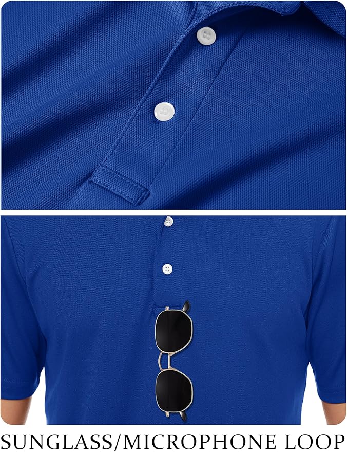 TACVASEN Mens Golf Shirt Dry Fit Mens Polo Shirts Short Sleeve Performance Golf Polos for Men with Collar Work Shirts