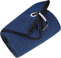 Mile High Life Microfiber Golf Towel, 21" X 24", Waffle Pattern w Clip, Super Absorbent Tri-fold Large Towels, Golf Bag Accessories for Men & Women（Navy）