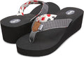 Floopi High Heel Wedge Sandals for Women-Comfort Yoga Mat Footbed for Support, Flip Flop Thong Platforms for Summer