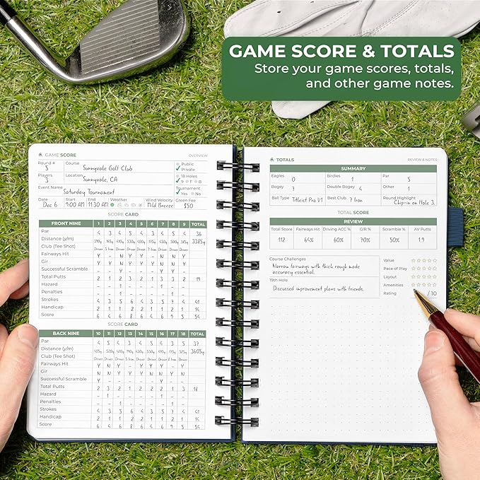 Clever Fox Golf Log Book – Small Training & Scorecard Journal – Pocket Notebook – Golf Practice Accessories & Gifts Ideas for Men (Dark Blue)