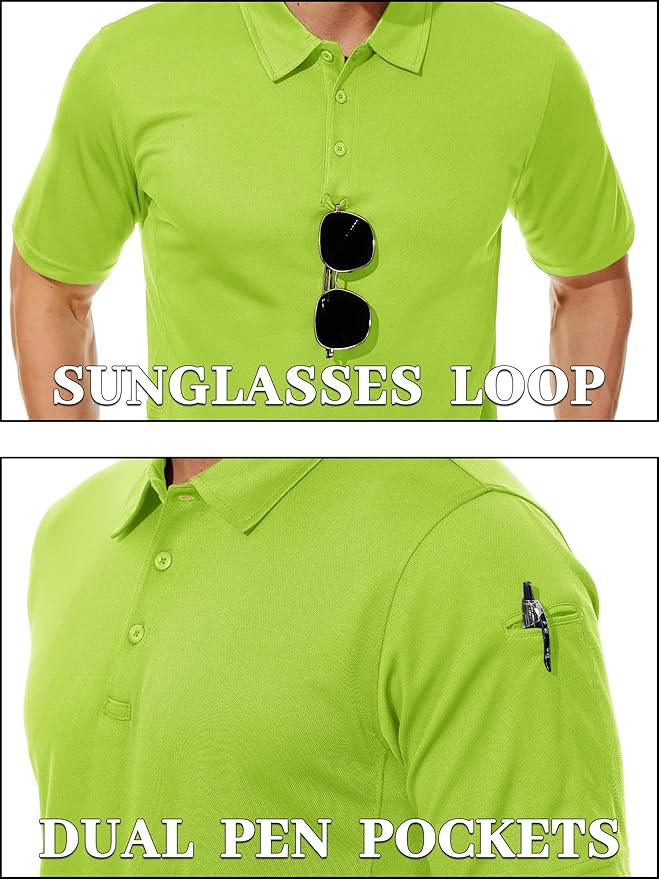 TACVASEN Mens Polo Shirt Short Sleeve Tactical Performance Collared Work Golf Shirts Dry Fit Pique Polos for Summer