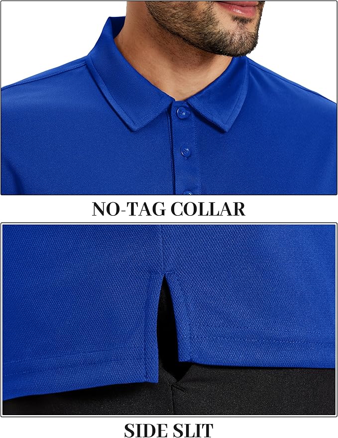 TACVASEN Mens Polo Shirts Short Sleeve Dry Fit Performance Breathable Golf Shirt with Collar Tennis Casual Business Work