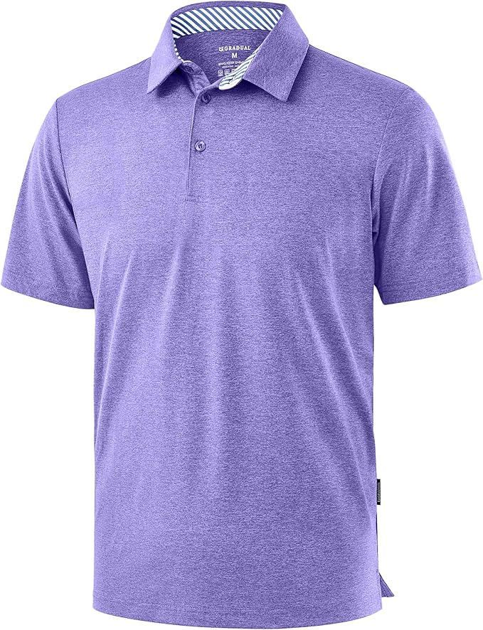 Golf Shirts Heather Polo Short Sleeve Dry Fit Lightweight Moisture Wicking Collared Shirts Casual Athletic Business